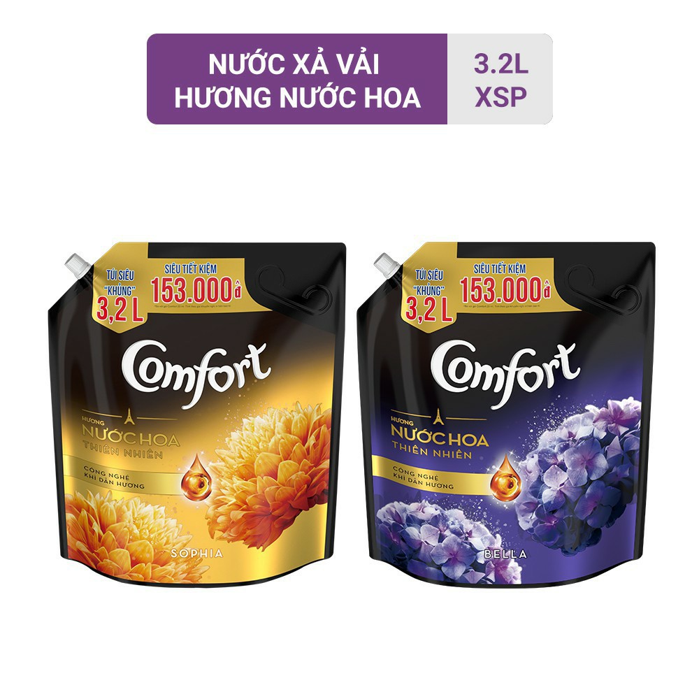 Nước Xả Vải Comfort Hương Nước Hoa Thiên Nhiên Túi 3,2L