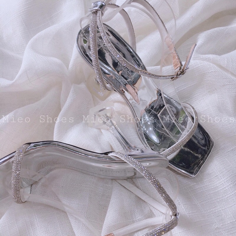 GÓT NHỌN QUAI NGANG ĐÁ NHỎ BẠC LẤP LÁNH CỰC SANG MIEO SHOES ( G699 )