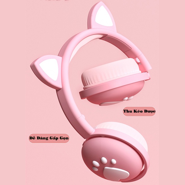 Tai Nghe Chụp Tai Kết Nối Bluetooth Tai Mèo BK1 Đèn LED Đổi Màu Âm Thanh Cực Hay Arhi Shop