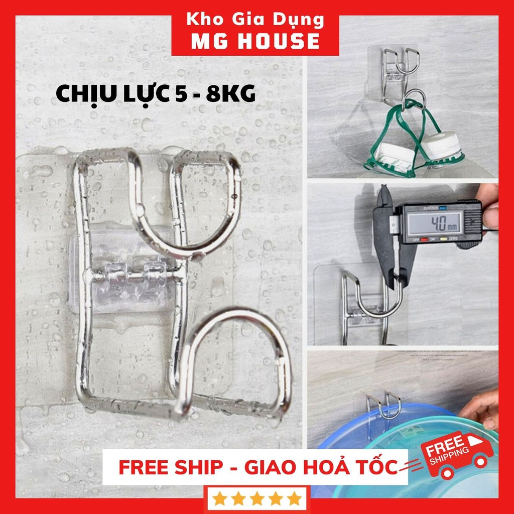 Móc dán tường inox treo thau chậu nhà tắm và đồ dùng bếp, chịu lực lên đến 8kg keo chắc chắn