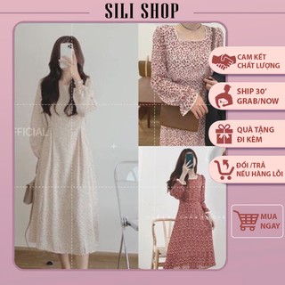 [CÓ ẢNH THẬT] Váy Hoa Nhí Cổ Vuông Dài Tay- Đầm Hoa Nhí Vintage