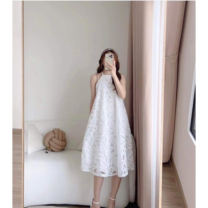 Váy ren hoa cổ yếm TC6