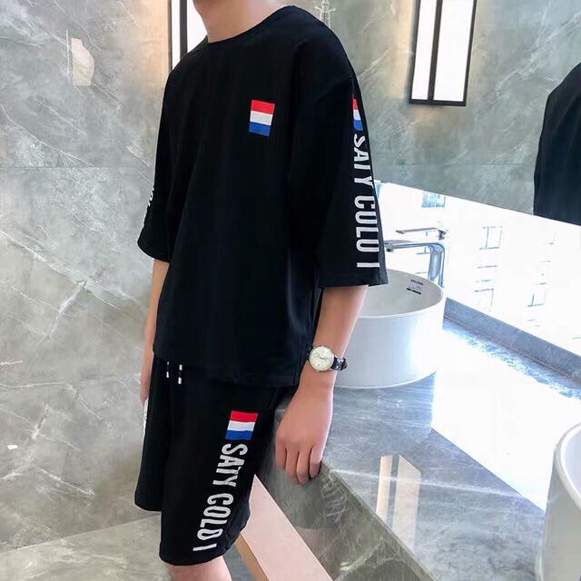 Bộ đồ thể thao Saty mặc nhà đi chơi du lịch cực chất đen trắng size M-L giá sỉ