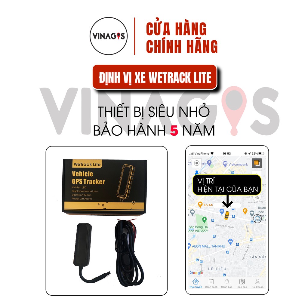 Định Vị xe máy ô tô GPS  chống trộm, nhỏ gọn giấu kín, hàng chính hãng freeship GPS, giá rẻ - Wetrack lite