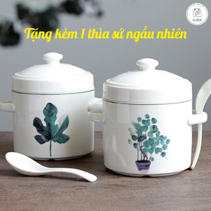 Thố chưng yến sứ cách thủy cao cấp 450 - 850ml- Không Chì - An Toàn Tuyệt Đối Khi Dùng - Hàng chuẩn loại 1