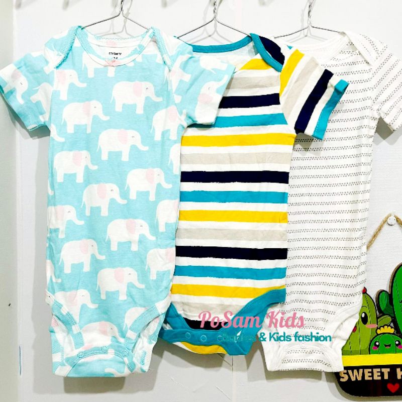 (Size 9-12m) Bodysuit, body chip cộc tay cho bé trai bé gái, hàng xuất xịn - PoSam Kids