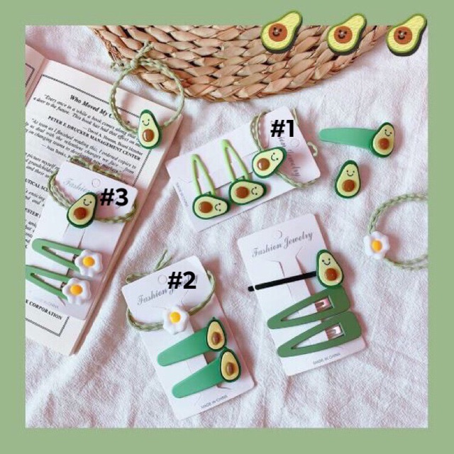 Set kẹp tóc Avocado mini siu cute