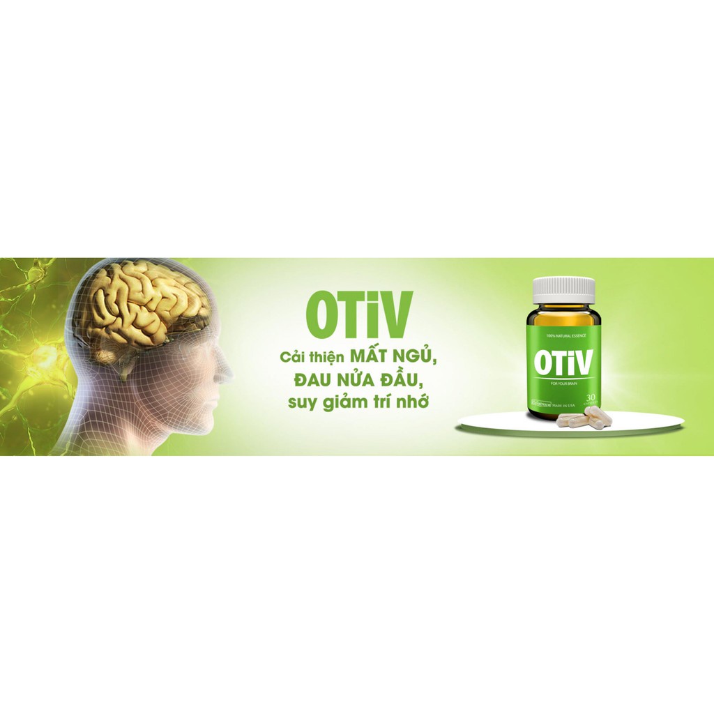 Viên Uống Bổ Não Otiv Hỗ Trợ Cải Thiện Mất Ngủ, Đau Nửa Đầu, Tăng Cường Trí Nhớ - 30 Viên