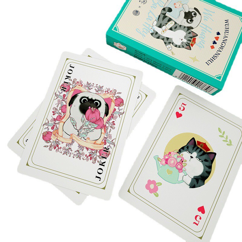 Bộ bài tây 52 lá in hình chó mèo quàng thượng biểu cảm dễ thương, ngộ nghĩnh - Ráp