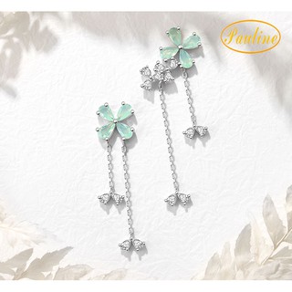 Pauline's Store - Bông tai nữ dáng dài không đối xứng Cỏ Bốn Lá May Mắn