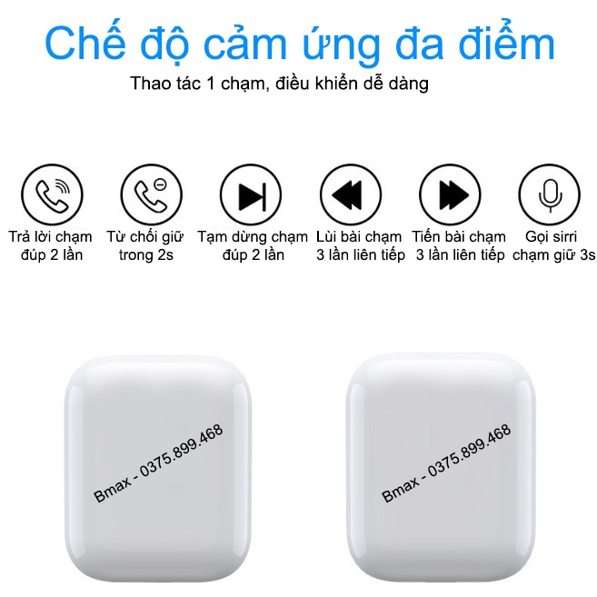 Tai nghe bluetooth không dây giá rẻ android true wireless blutooth ko dây mini tws chống ồn cảm ứng vân tay pin trâu