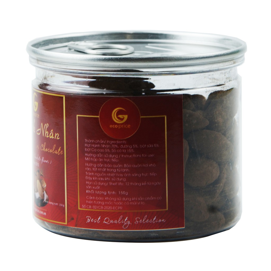 Socola Hạnh Nhân ECOPRICE - Hạt Hạnh Nhân Socola - Socola Almond - Almond Chocolate - Hũ - 150G