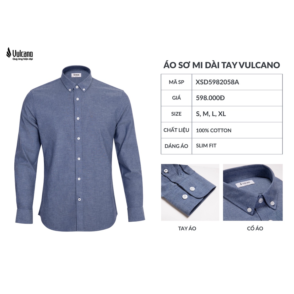 Áo sơ mi nam dài tay Vulcano 2058A cao cấp