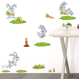 Miếng Dán Tường Hình Thỏ Cà Rốt Đáng Yêu
