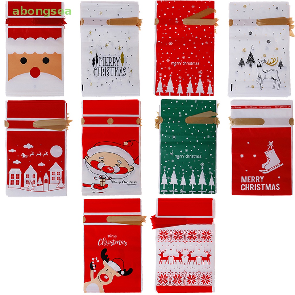 10 Túi Nhựa Đựng Kẹo Làm Quà Giáng Sinh Bộ 10 Túi Đựng Kẹo Giáng Sinh Xinh Xắn