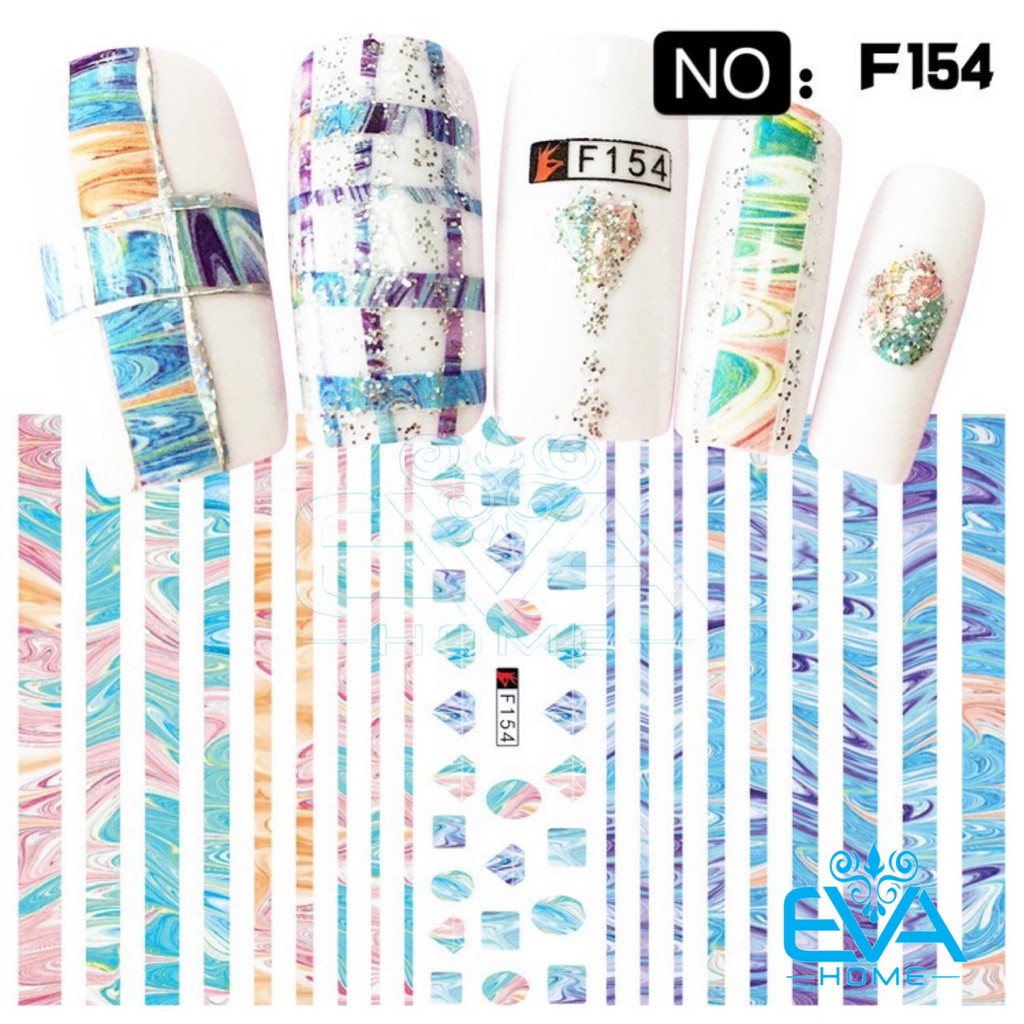 Decal Dán Móng Tay 3D Nail Sticker Hoạ Tiết Hoa Văn Loang Màu F154