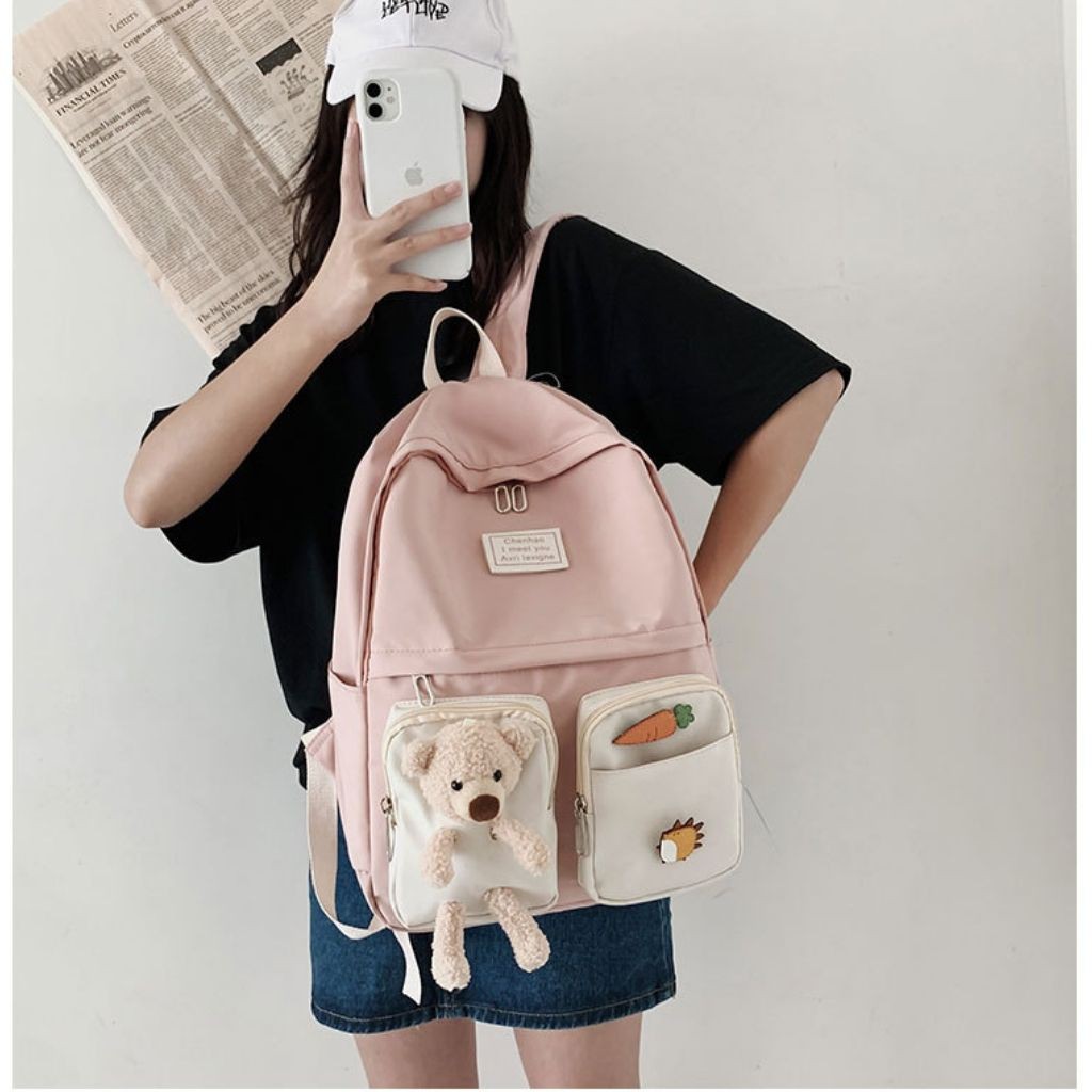 (HOT) Balo Ulzzang nữ Balo thời trang nữ KR 358- Vải dù cao cấp chống nước, Size 40 vừa laptop, 4 màu lựa chọn- KARA 358