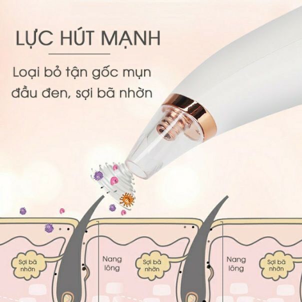 Máy Hút Mụn Đầu Đen Mini Cầm Tay 3 Đầu Thay Thế Dùng Pin Tiện Dụng