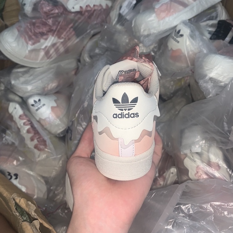 Giày sneaker adidas superstar màu kem, Giầy adidas superstar màu hồng nam nữ đủ size hàng cao cấp