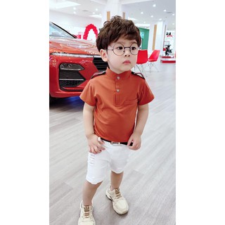 Áo thun cổ trụ 2 cúc cho bé trai