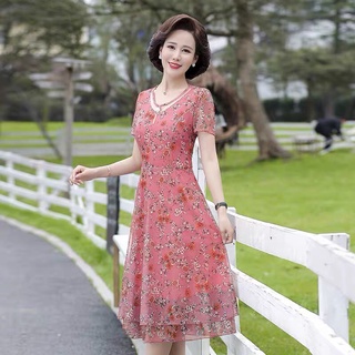 Váy Đầm trung niên nữ cho mẹ phối hoa cao cấp V81b- Áo đầm kiểu thời trang dự tiệc dạ hội đẹp cho người lớn tuổi Bigsize