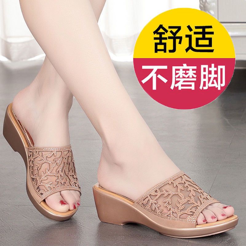 Dép Sandal Da Đế Xuồng Đính Đá Thời Trang Mùa Hè Cho Nữ