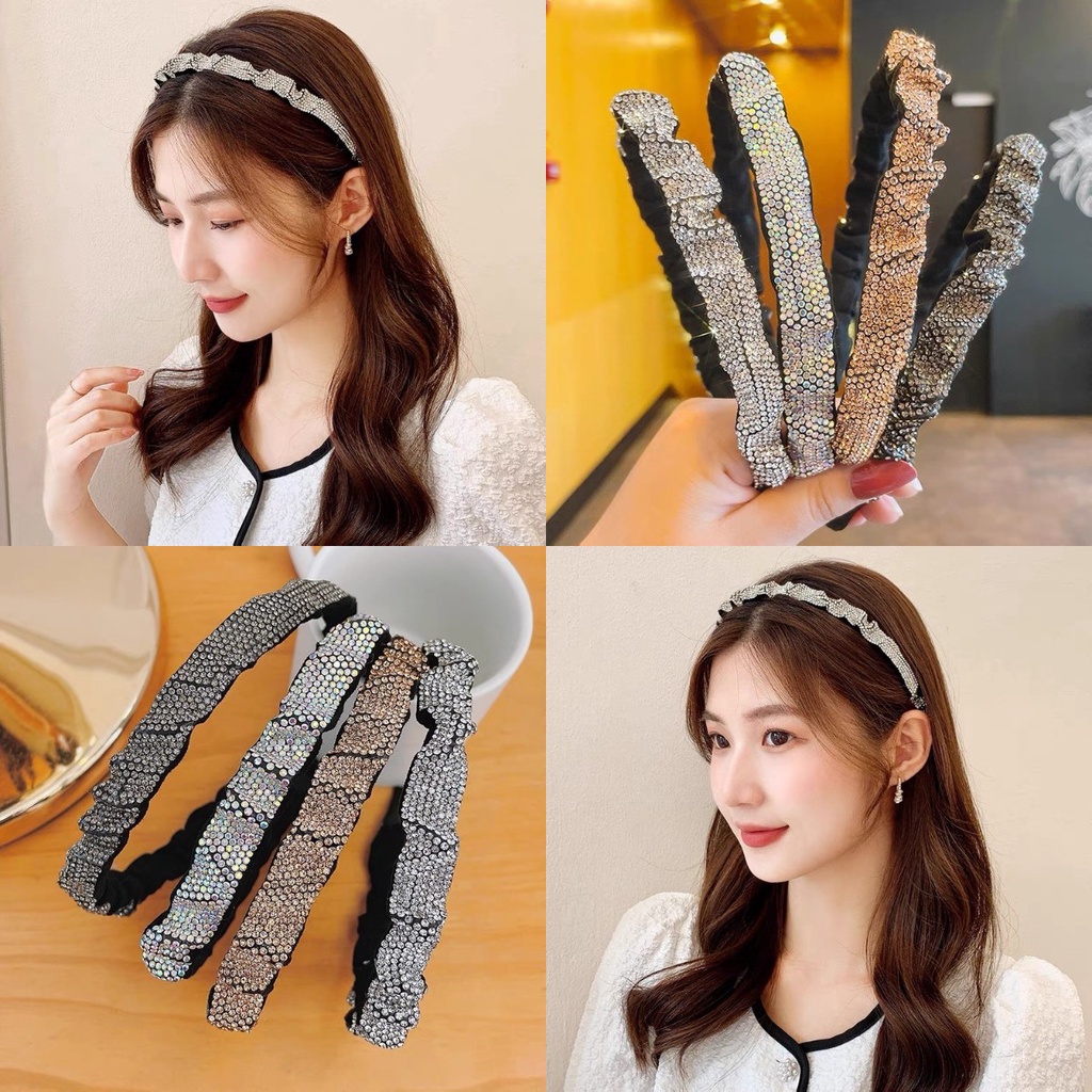 Băng Đô Cài Tóc Đính Đá Pha Lê Toàn Diện Phong Cách Retro Mùa Hè Cho Nữ