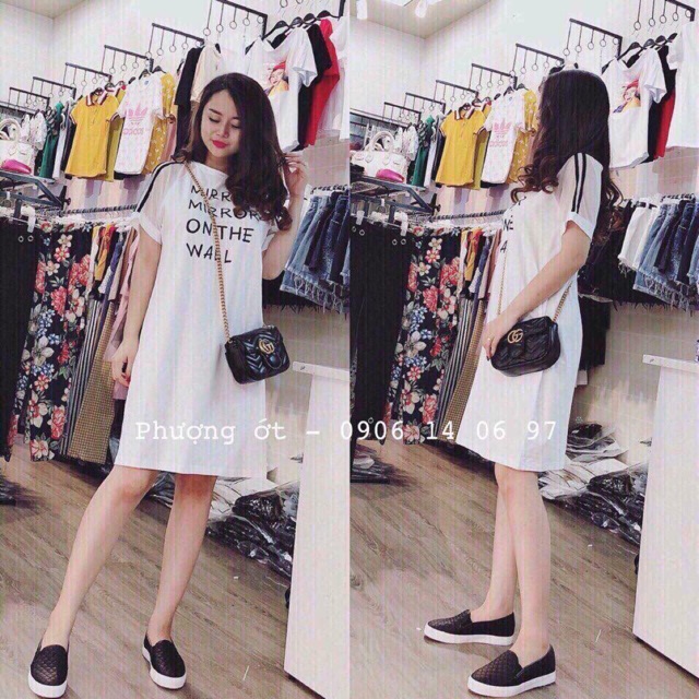 Váy chữ phối tay lưới