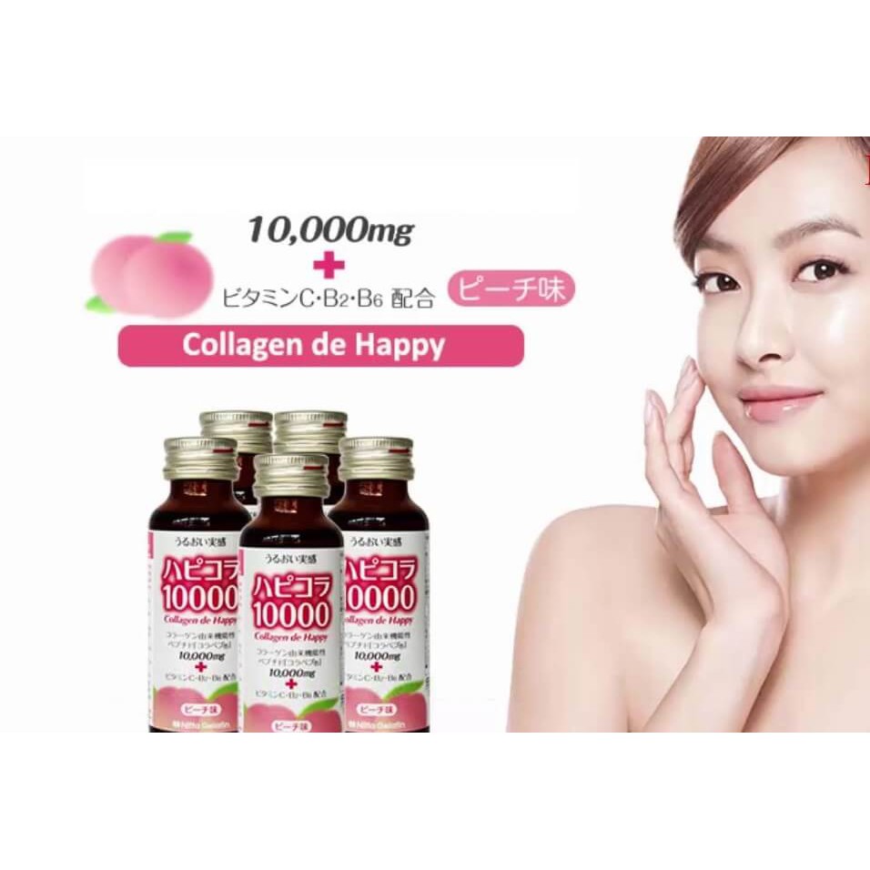 Collagen de happy 10000mg dạng nước Nhật Bản [ Hộp 10 lọ ]