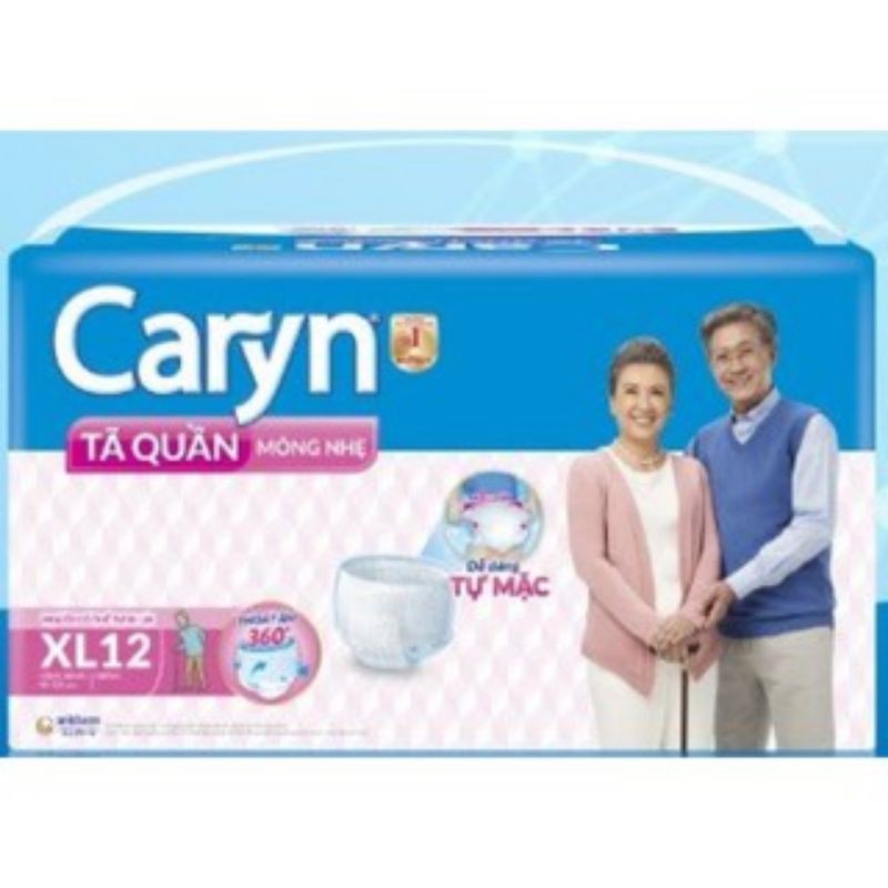 Tã quần Caryn người lớn  mỏng nhẹ M16, L14, XL12 miếng