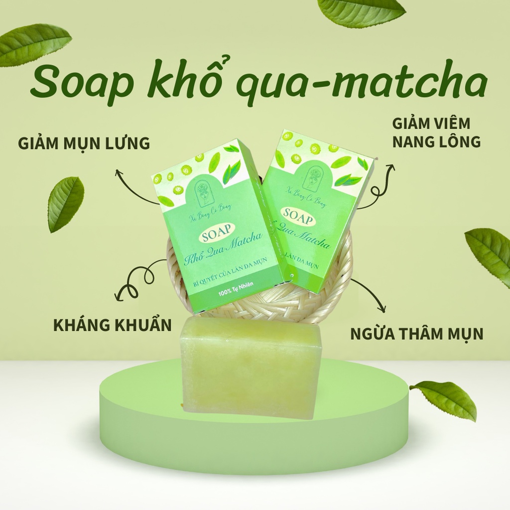 [HOT SALE] Soap KHỔ QUA MATCHA giảm mụn lưng mụn cơ thể dành cho body + TẶNG KÈM TÚI ĐỰNG SOAP | BigBuy360 - bigbuy360.vn