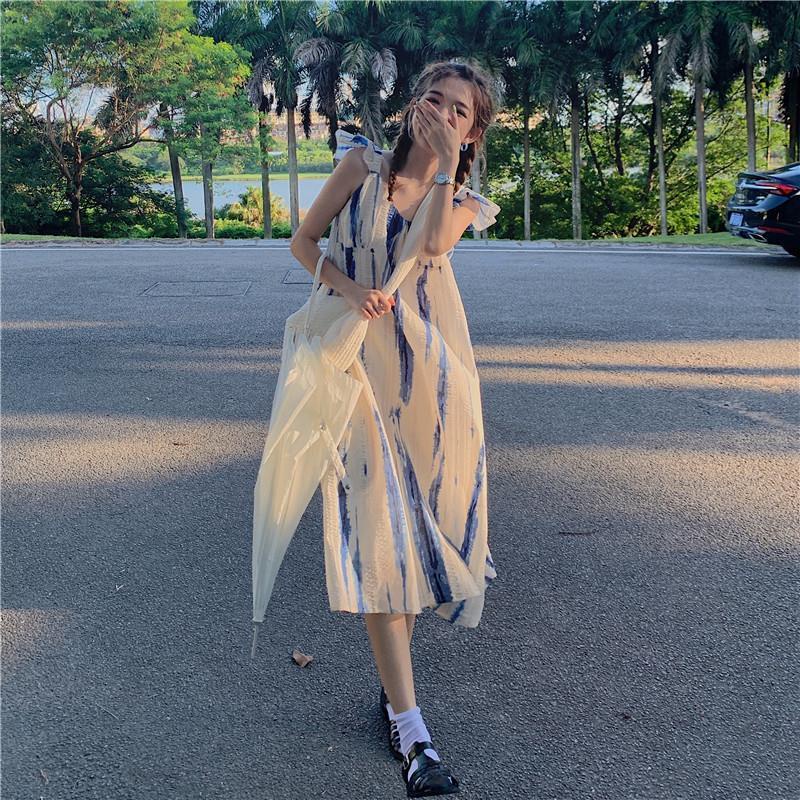 Đầm Hai Dây Nhuộm Màu Ngọt Ngào Thiết Kế Mới Mùa Hè Cho Nữ 2021