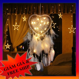 Dreamcatcher - Dream catcher hình trái tim đan họa tiết có đèn LED