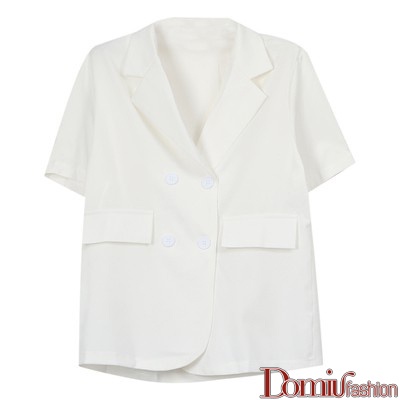 Áo vest - blazer nữ cộc tay kiểu dáng hàn quốc nhẹ nhàng công sở 2 cúc - Domiu HX03