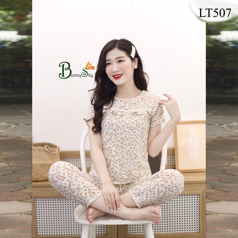 Đồ bộ mặc nhà, bộ quần áo nữ mẫu cộc tay hoa nhí siêu xinh