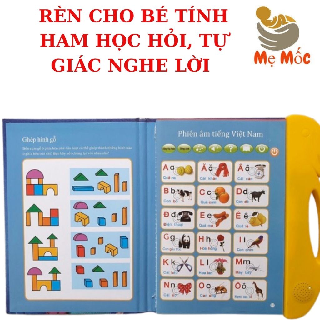 Sách Song Ngữ Điện Tử Thông Minh Anh Việt Cho Bé, Đồ Chơi Giáo Dục Giúp Con Phát Triển Tư Duy, Mẹ Mốc Shop