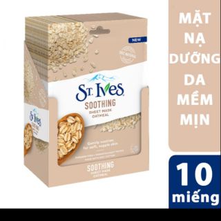 Mặt nạ dưỡng da mềm mịn St. Ives soothing oatmeal sheet mask - hộp 10 miếng