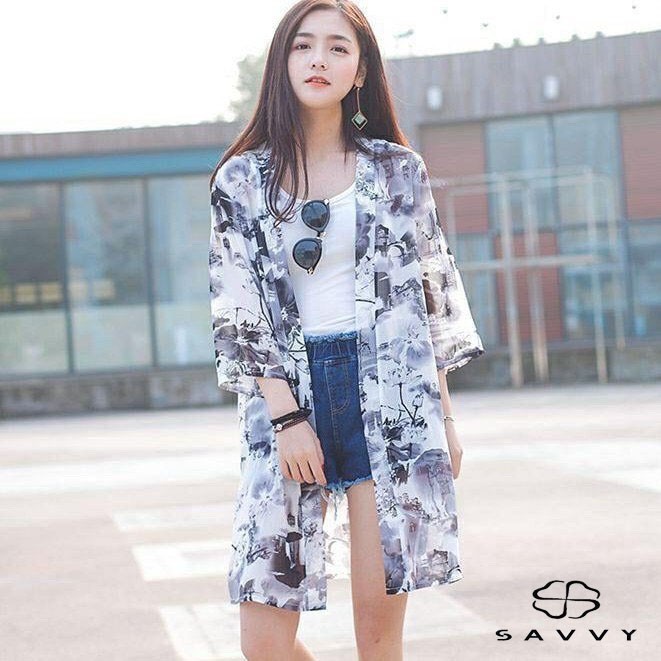 Áo choàng đi biển, Kimono áo choàng voan dài trắng mặc ngoài bikini đi biển đẹp ་