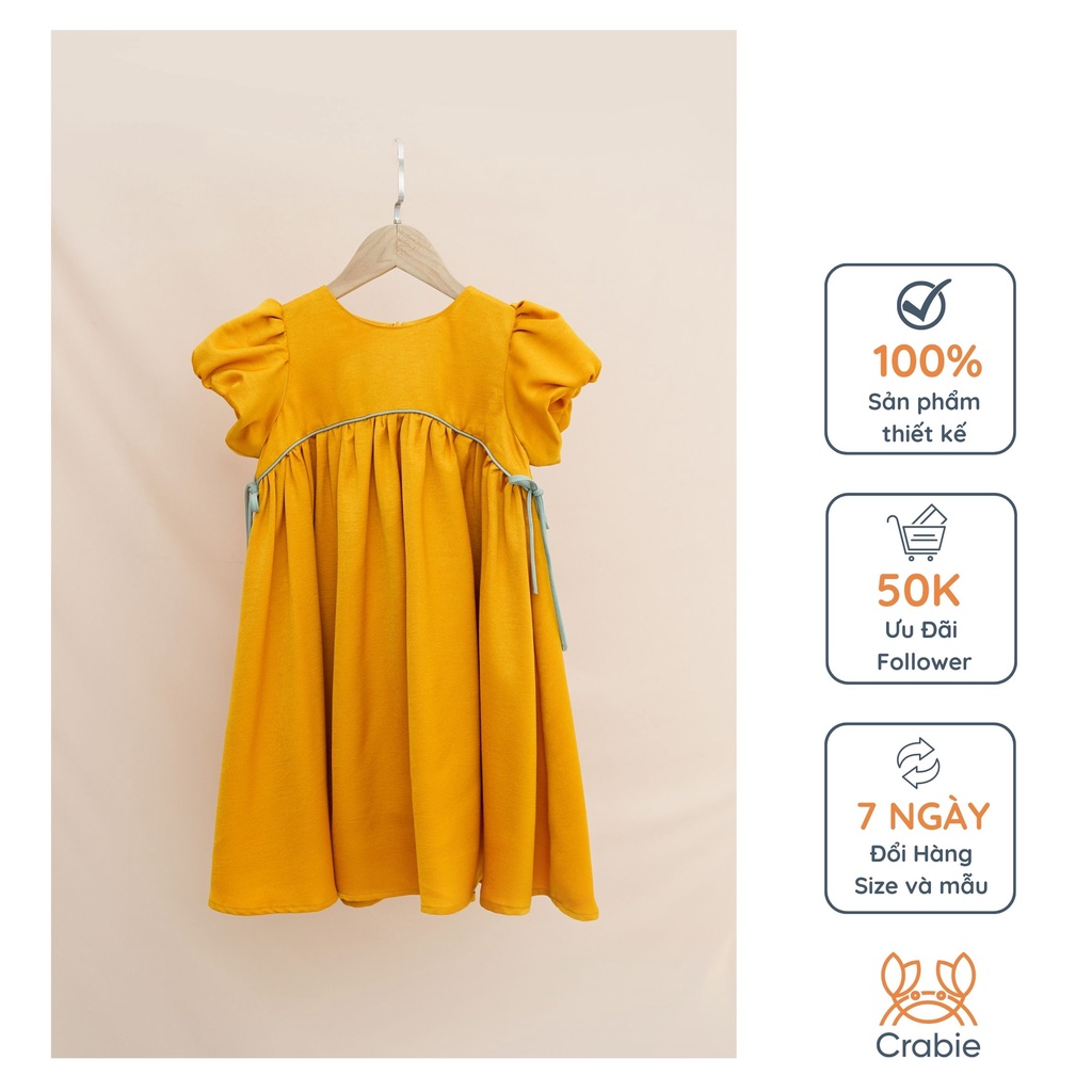 Đầm bé gái CRABIE babydoll đi chơi dự tiệc tay bồng Lụa Tằm - Silky dress - Vàng