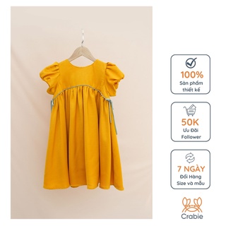 Đầm bé gái CRABIE babydoll đi chơi dự tiệc tay bồng Lụa Tằm - Silky dress - Vàng