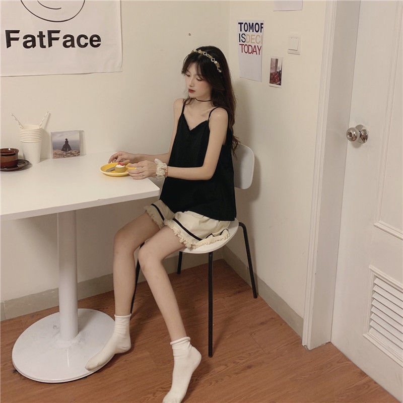 Đồ ngủ 2 dây mỏng thời trang mùa hè dễ thương cho Nữ