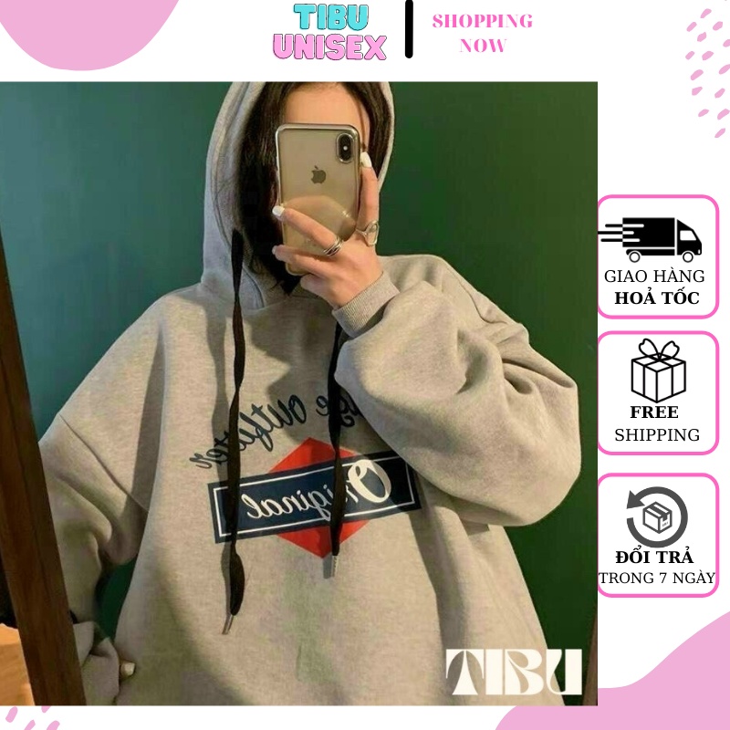 Áo Khoác Hoodie Nỉ Có Mũ Form Rộng original TIBU, Nhiều Màu Unisex Nam Nữ Ulzzang