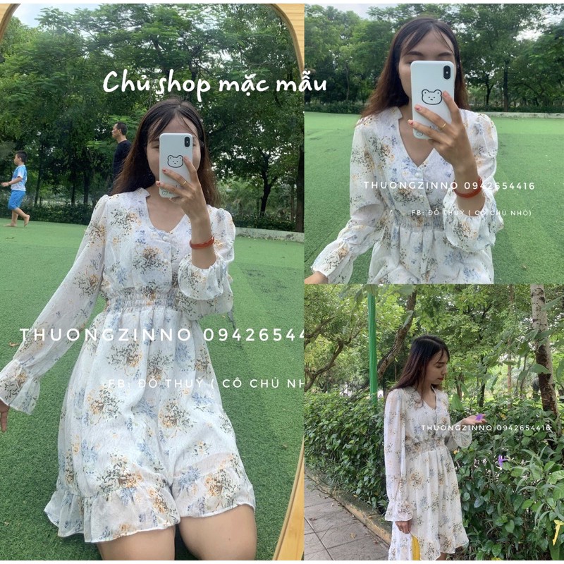 [Ảnh thậtVideo] Váy hoa vintage Quảng Châu đẹp nhẹ nhàng Đầm hoa nhí Hàn Quốc 2 lớp | BigBuy360 - bigbuy360.vn