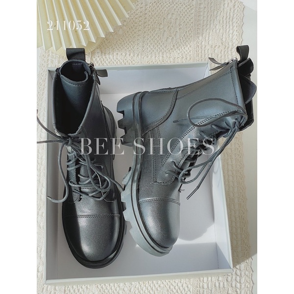 BEESHOES - BOOT NỮ DA MỀM MŨI TRÒN - BOOT NỮ CAO 3CM CÓ SẴN MÀU ĐEN 211052