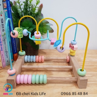 Đồ Chơi Gỗ - Trò Chơi Luồn Hạt - Đồ Chơi Phát Triển Kỹ Năng Cơ Bản