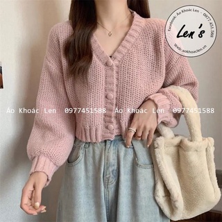 Áo khoác len croptop nút bọc