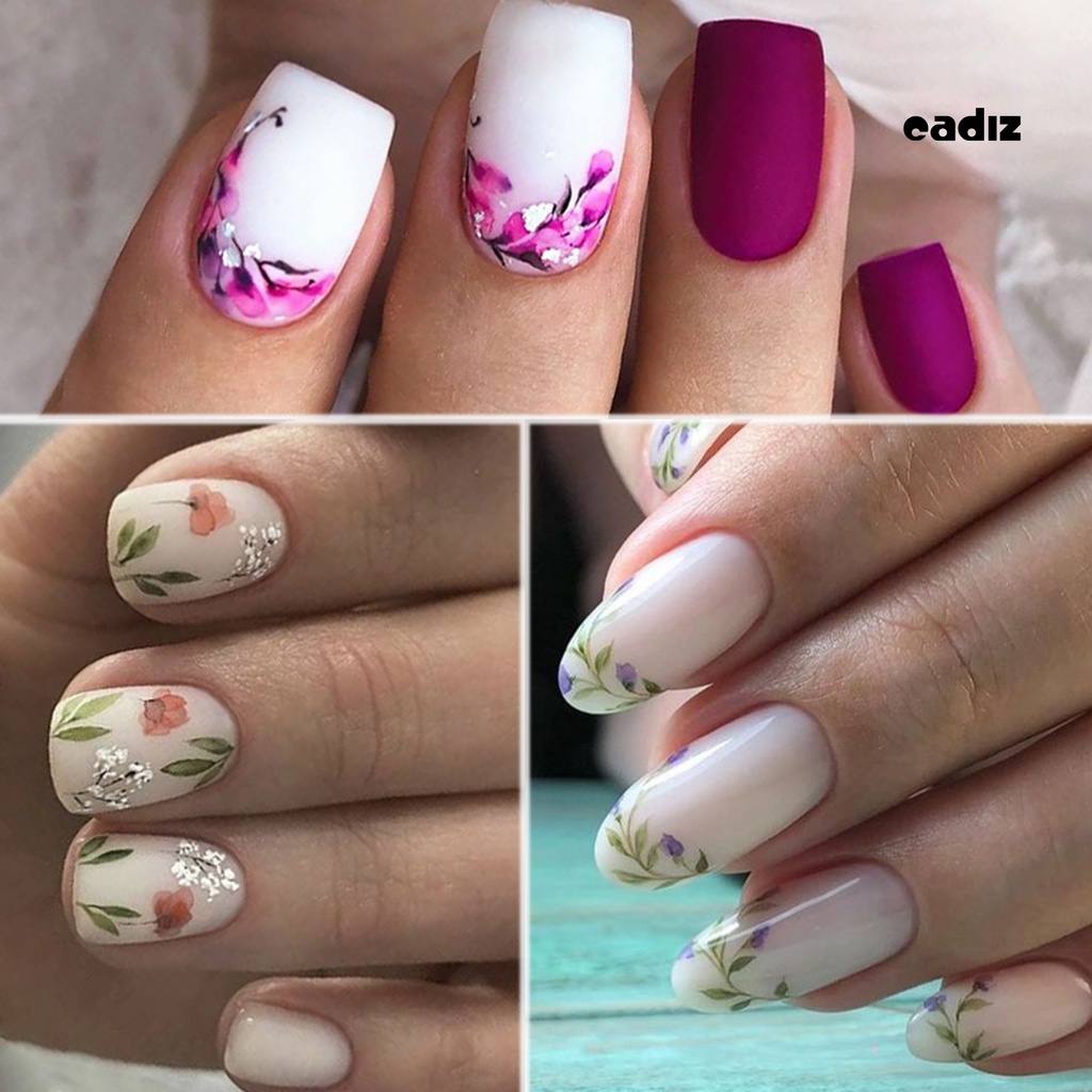 Miếng Dán Trang Trí Móng Tay Siêu Mỏng In Họa Tiết Hoa Xinh Xắn Cho Nữ