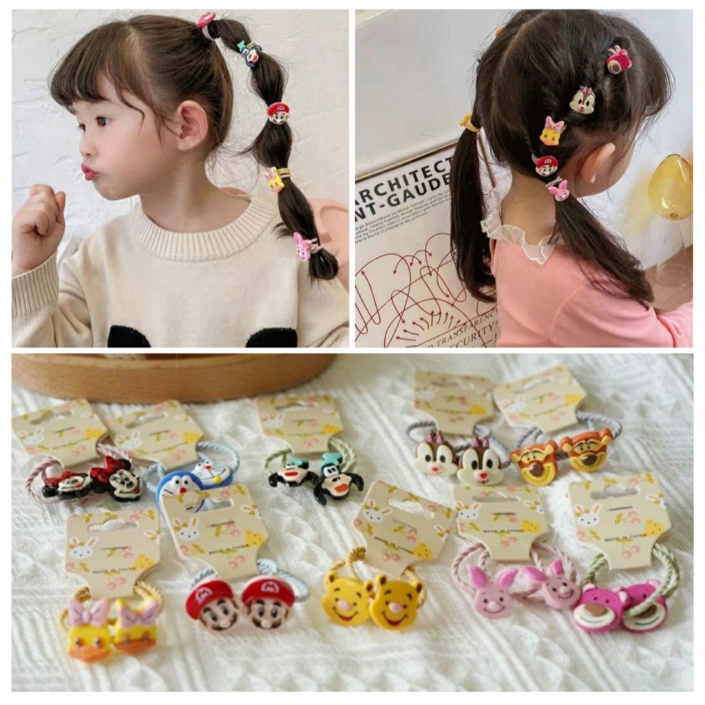 Set 2 dây cột tóc hoạt hình cho bé