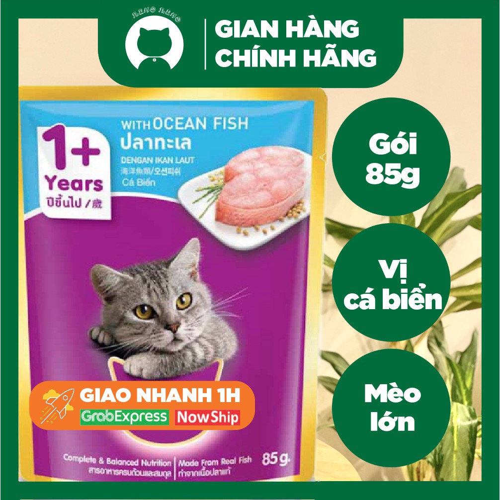 Thức ăn ướt pate / xốt Whiskas hương vị Cá biển dành cho mèo lớn - Gói 85g