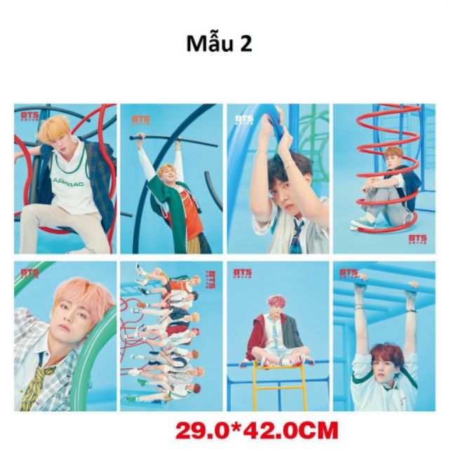 Set 8 tấm ảnh BTS khổ A3 in đẹp sắc nét